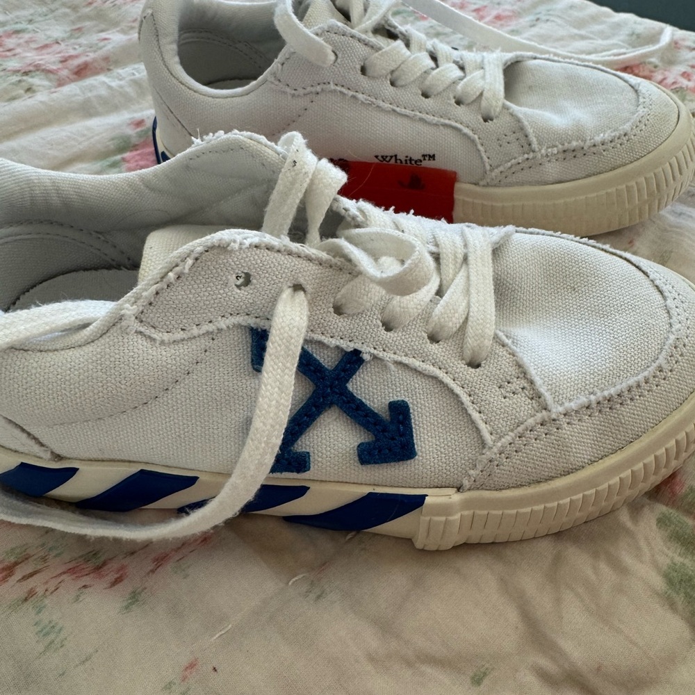 Kids White and Blue Sneakers